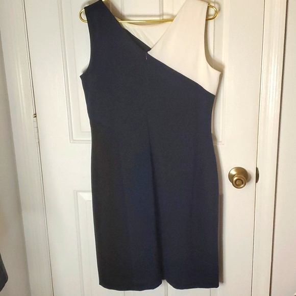 Chaps Womens Classic Sleeveless Color Block Career Dress Zipper Back,Front Slit - Picture 4 of 12